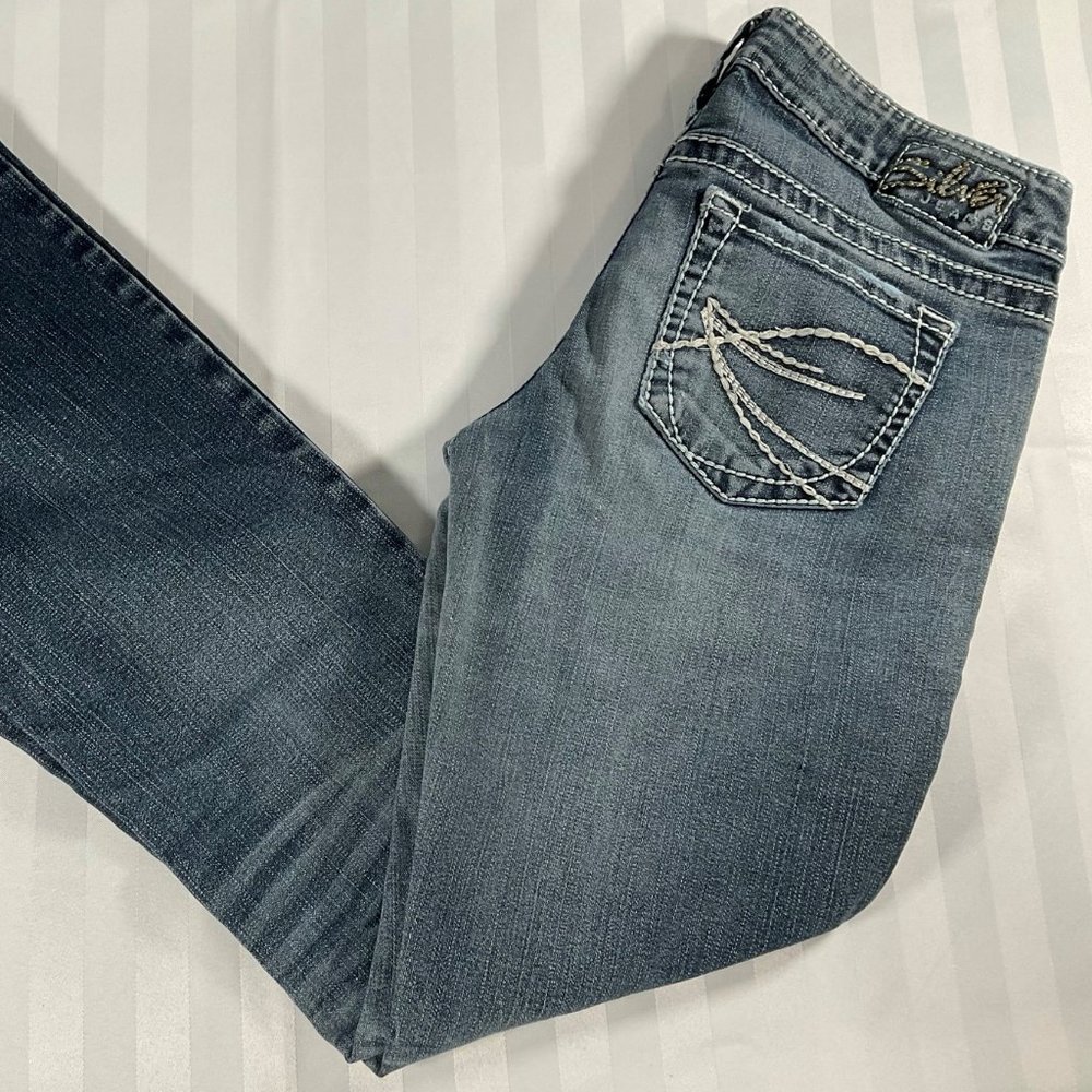 Extremely Pre-Faded & Mildly Distressed Dark Wash Bootcut Jeans